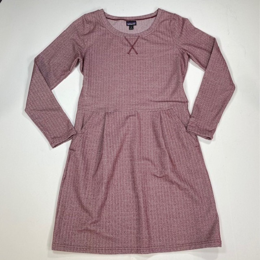 Patagonia Womens‎ Long Sleeve Herringbone Knit Dress Burgundy Size Medium